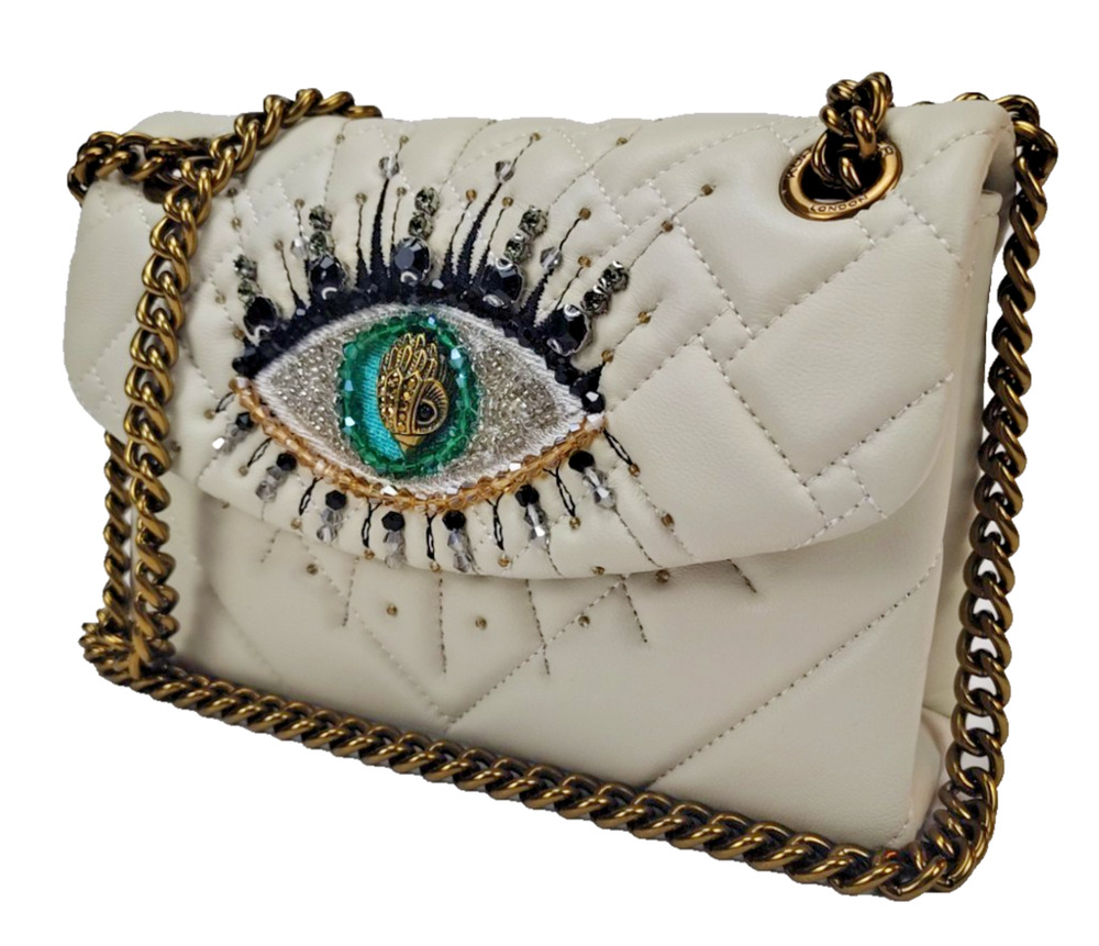 Kurt Geiger Kensington Leather Quilted Eye Hand Bag-Bone/Ivory-Small/Mini-NWT
